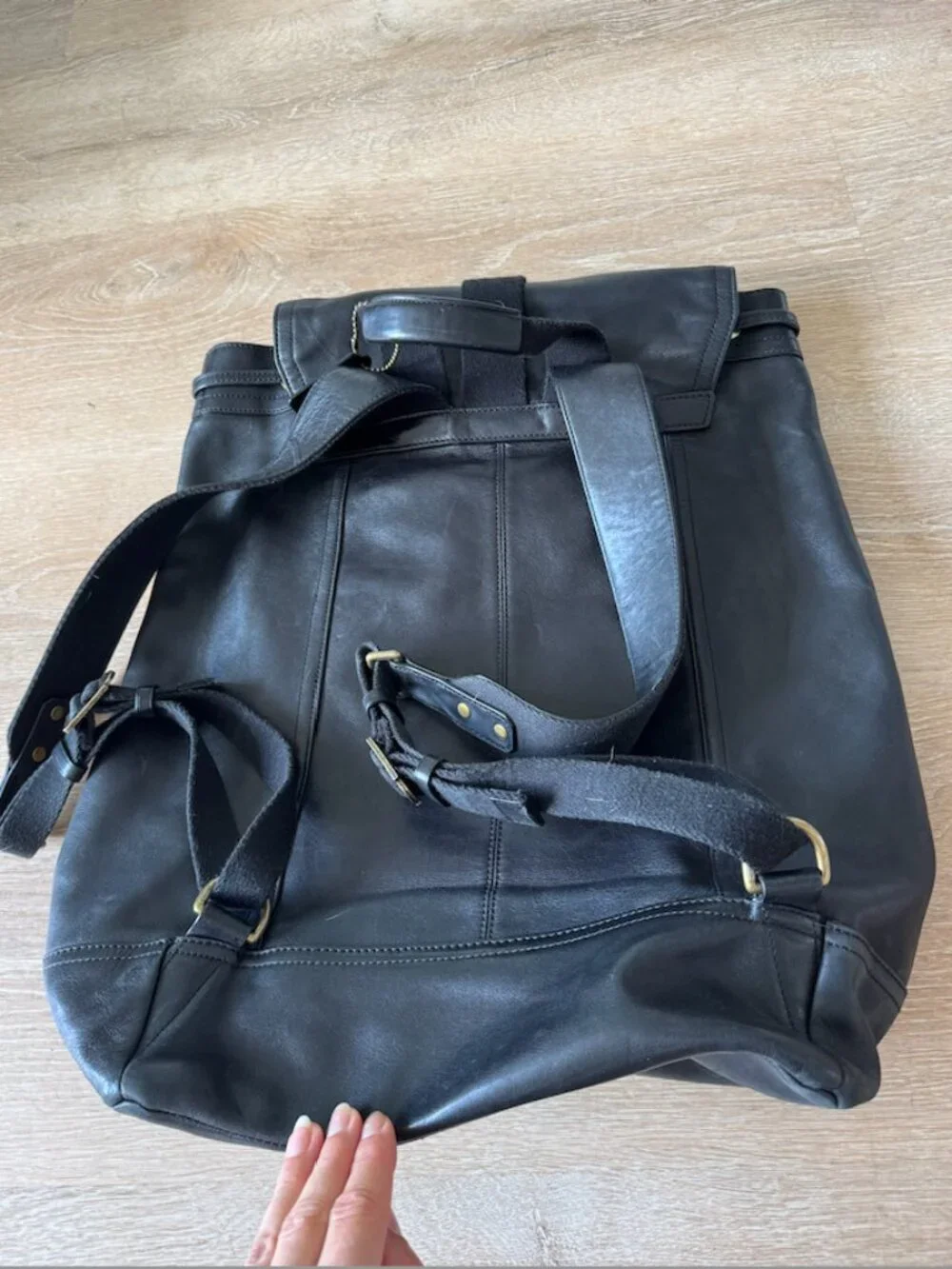 Coach Black Leather Backpack
